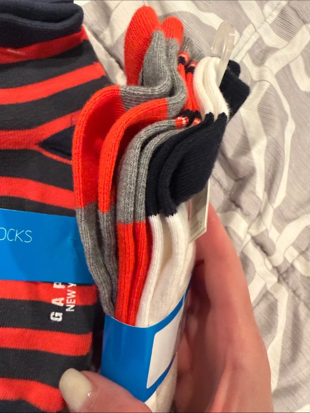 GAP Kids Crew & Quarter Socks in Gray, Navy & Red - 3 Pack